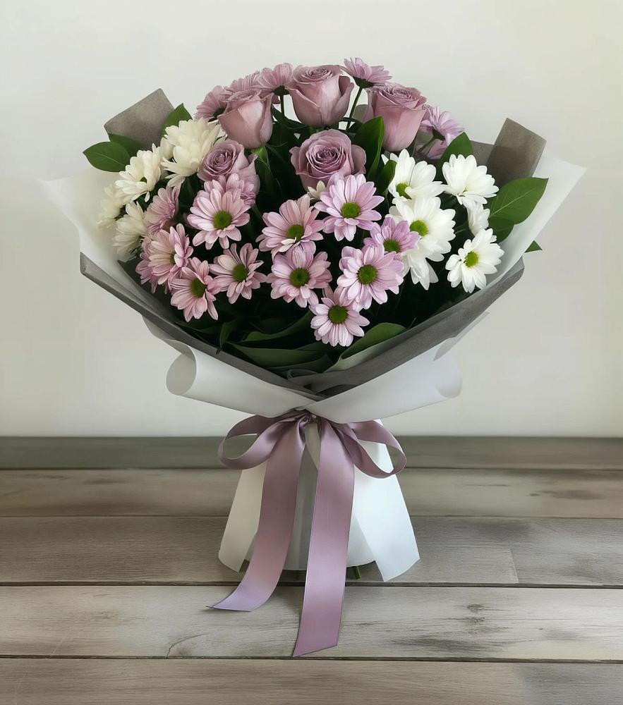 Букет цветов из: Хризантемы и Розы в Успенское