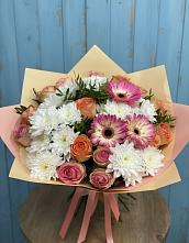 Букет цветов из:  Розы, Герберы и Хризантемы в Успенское