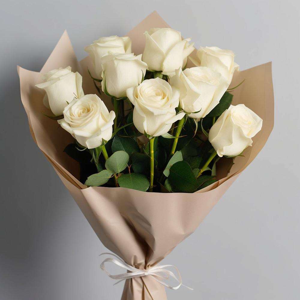 Букет 9 Белых роз Эдлесс Лав в Успенское