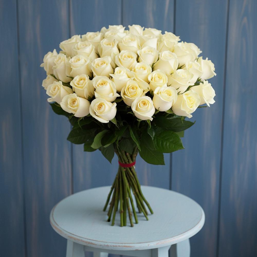 Букет 51 Белая роза Эдлесс Лав в Успенское