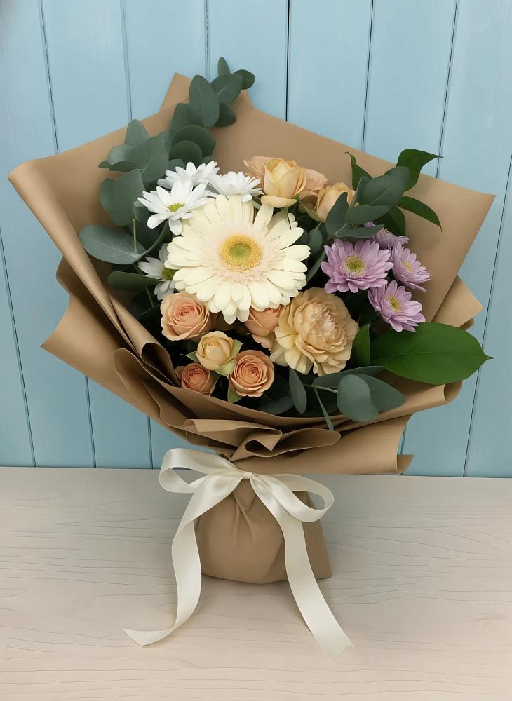 Букет цветов из: Герберы и Хризантемы в Успенское