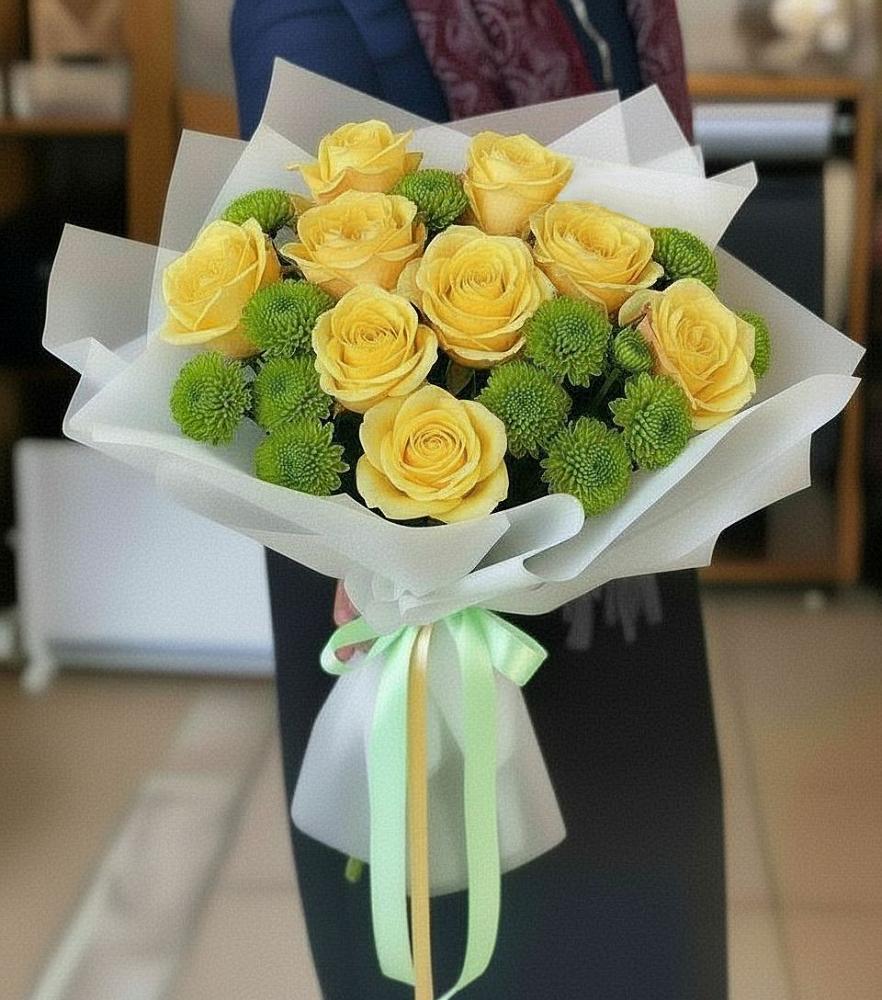 Букет цветов из: Хризантемы и Розы в Успенское