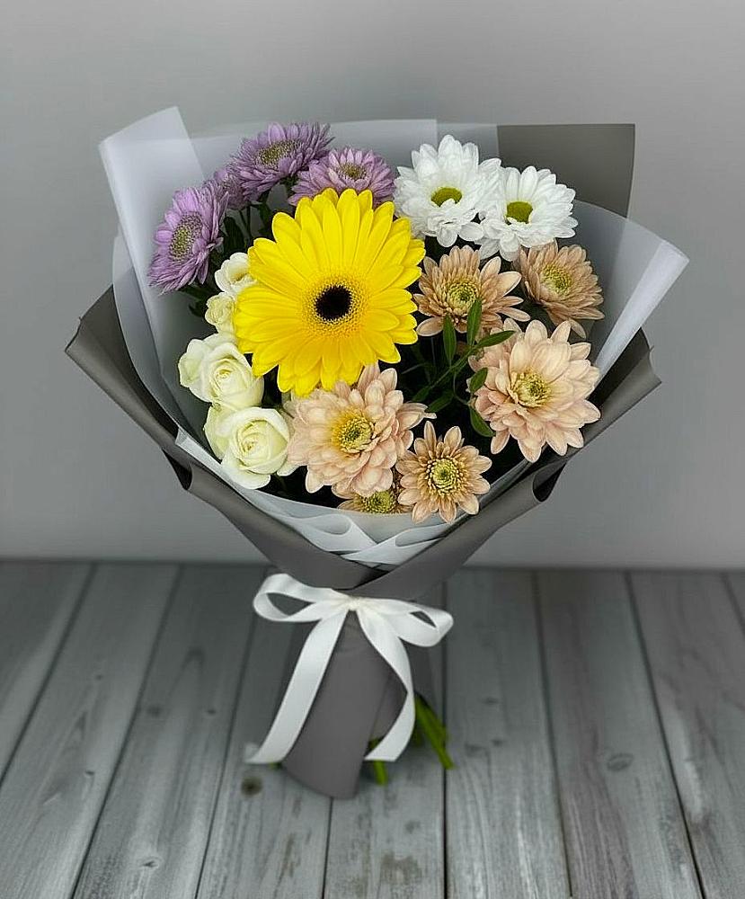 Букет цветов из: Розы, Герберы и Хризантемы в Успенское