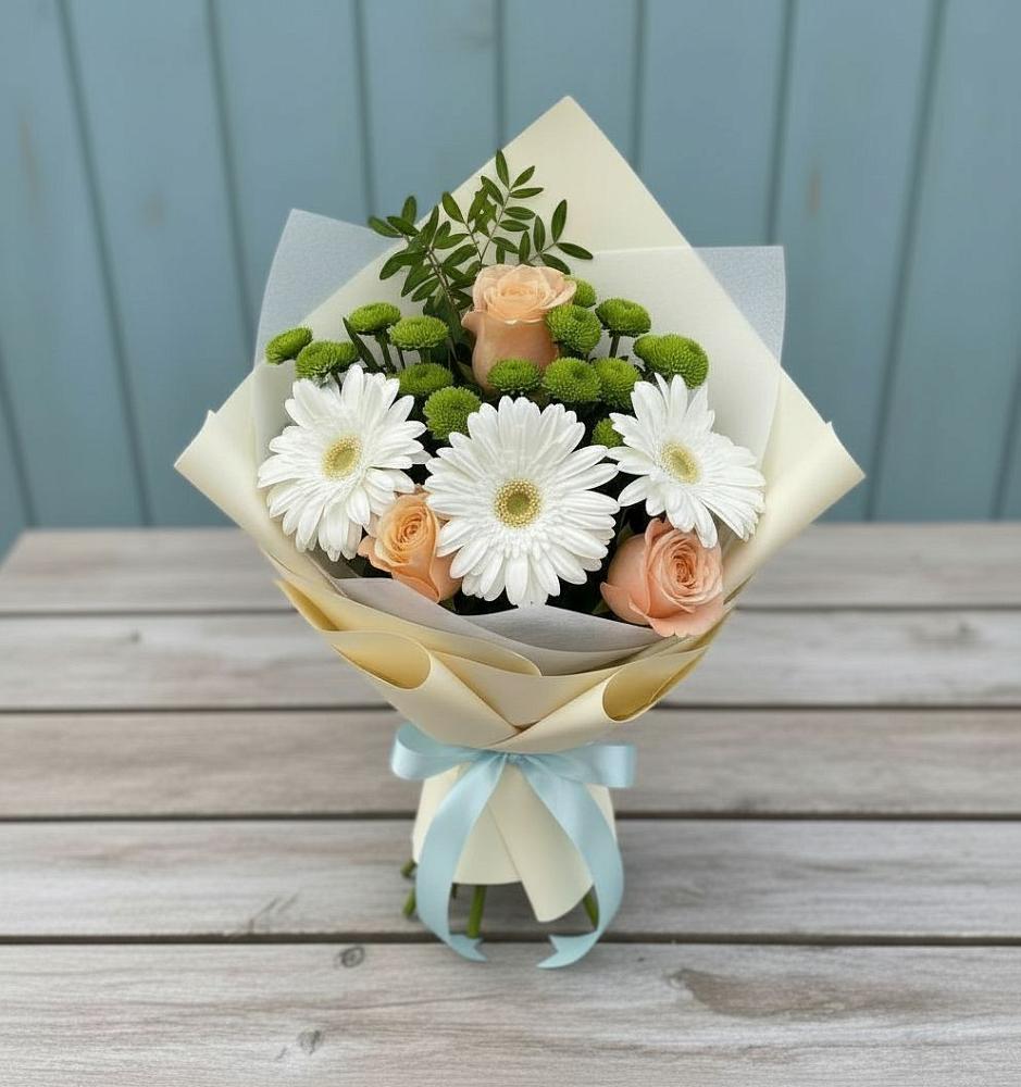 Букет цветов из: Герберы, Розы и Хризантемы в Успенское