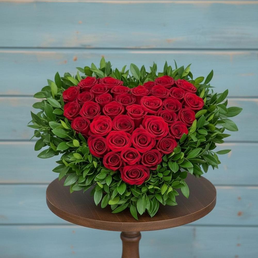 Цветочная композиция из Розы в виде сердца в Успенское