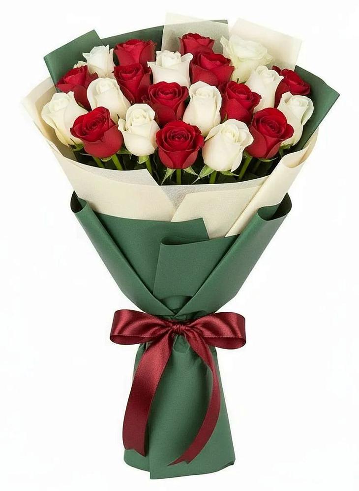 Букет Микс из красных и белых роз в Успенское