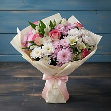 Букет цветов из:  Хризантемы, Альстромерии и Розы в Успенское