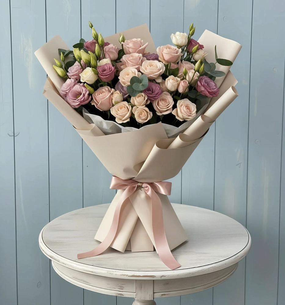 Букет цветов из: Розы и Лизиантусы в Успенское