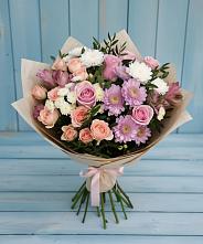 Букет цветов из:  Хризантемы, Розы и Альстромерии в Успенское