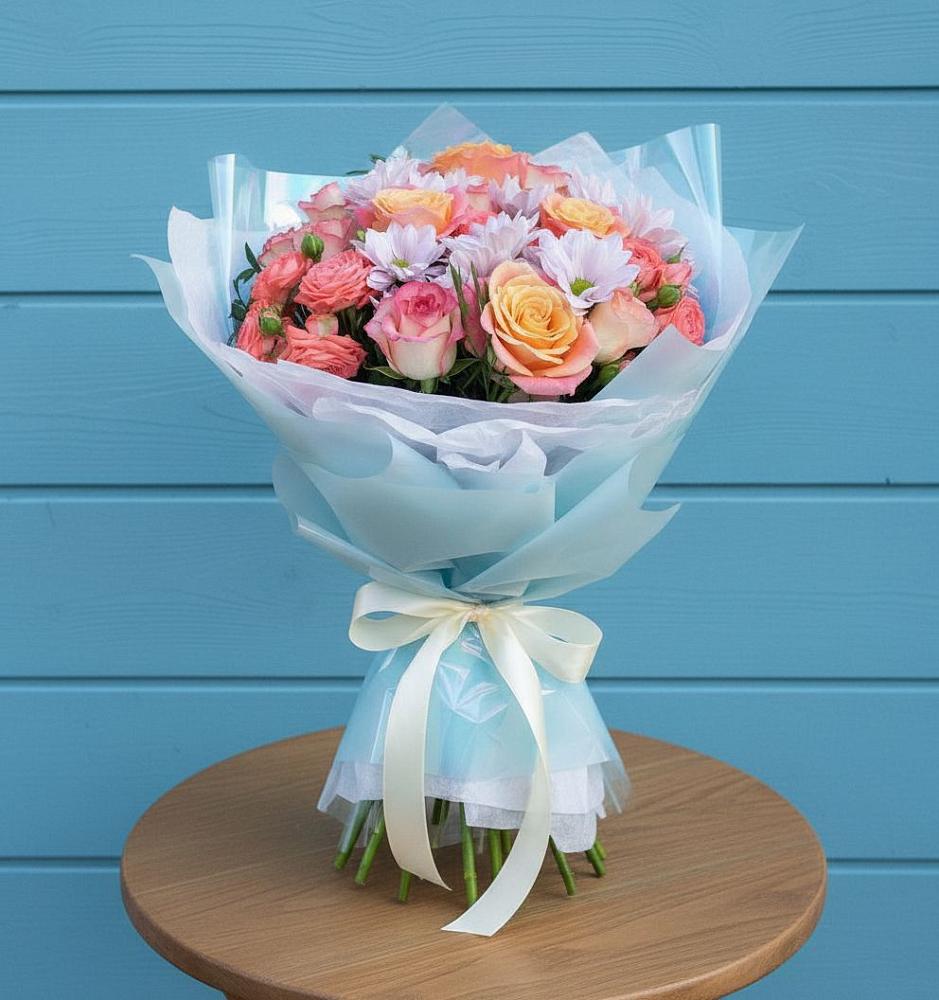 Букет цветов из: Хризантемы и Розы в Успенское