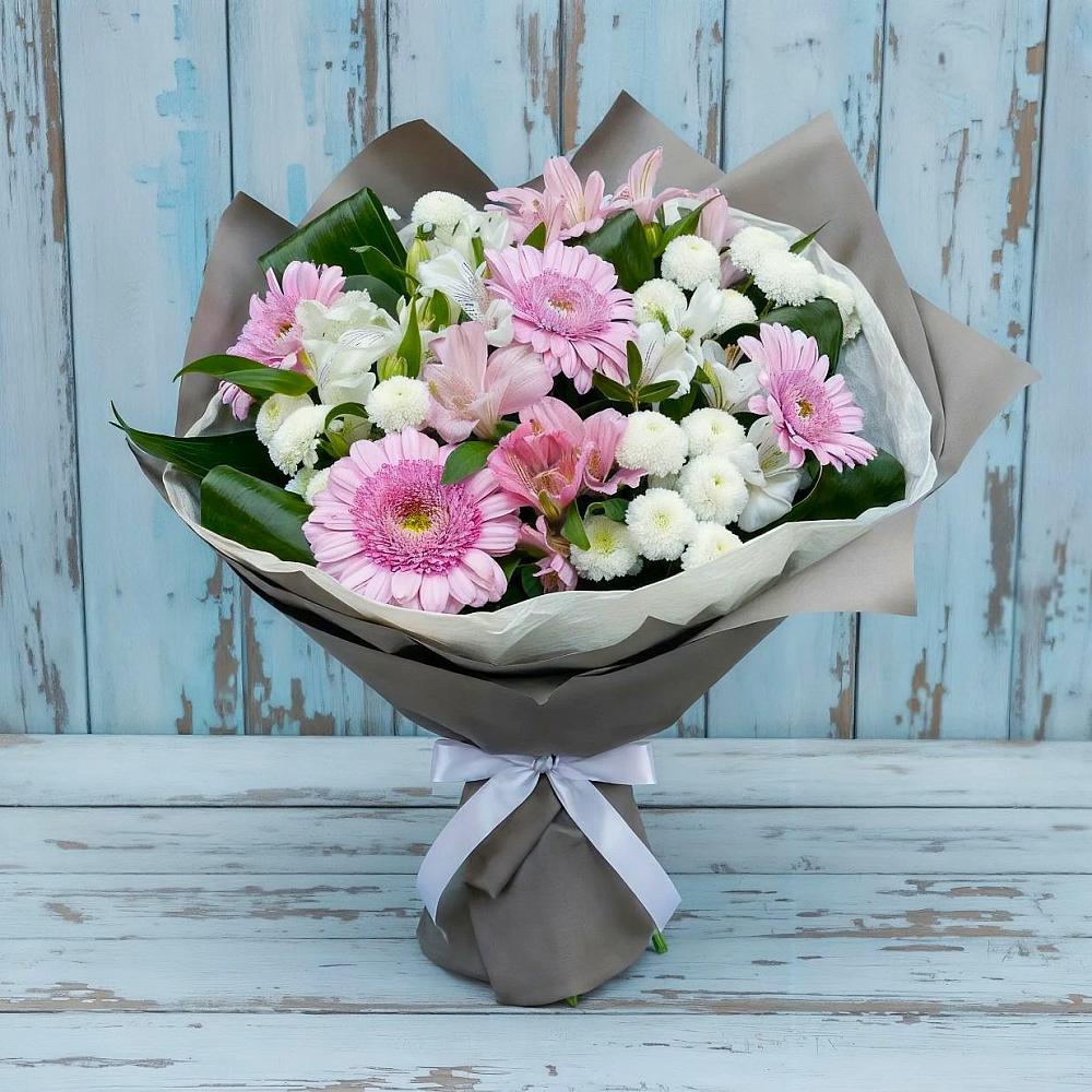 Букет цветов из: Герберы, Альстромерии и Хризантемы в Успенское