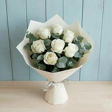 Букет Белые розы в Эвкалипте в Успенское
